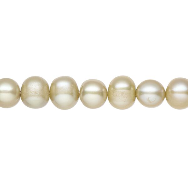 Pearl 1pkg1, cultured freshwater, semi-round C grade, 15 inch 6-8mm dyed khaki image number 0
