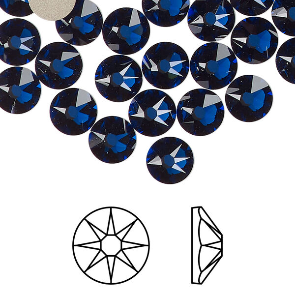 Flat back 12pk dark sapphire foil back, Crystal Passions® Regenerated 7.07-7.27mm rose round SS34 2088 image number 0