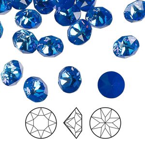 Chaton 48pk crystal royal blue DeLite, Crystal Passions® 8.16-8.41mm round SS39 1088