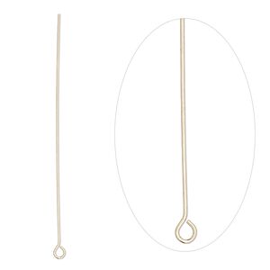 Eye pin, 14Kt gold-filled, 1-1/2 inches, 26 gauge. Sold per pkg of 2.