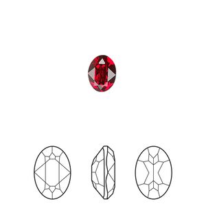 Fancy stone 4pk scarlet foil back, Crystal Passions® 8x6mm oval 4120
