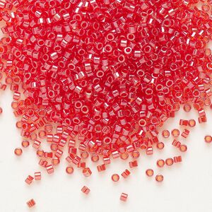 Seed bead, Delica®, glass, pkg/7.5g, #11 round, translucent luster light siam (DB-0098).