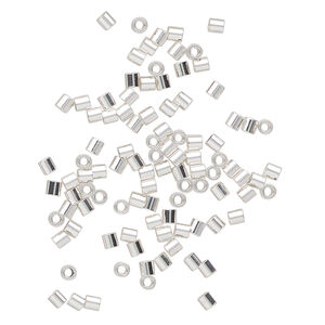 Crimp 1pkg100 sterling silver, 2mm seamless tube / 1.1mm inside diameter, lightweight