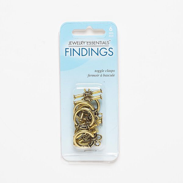 Clasp, toggle, antiqued gold-finished "pewter" (zinc-based alloy), 17mm round with scroll design. Sold per pkg of 6. image number 0