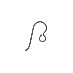 Ear wire fishhook 1pkg4 niobium, 12.5mm / open loop, 20 gauge anodized black 2 pair