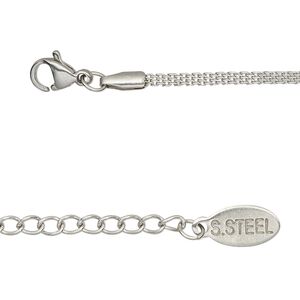 Chain 1pkg1 flat, 1.5mm / lobster claw clasp, stainless steel 24 inch