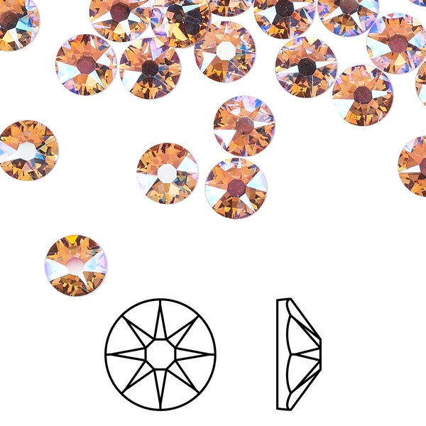 Flat back 288pk light rose shimmer foil back, Swarovski® 6.32-6.5mm rose round SS30 2088 image number 0
