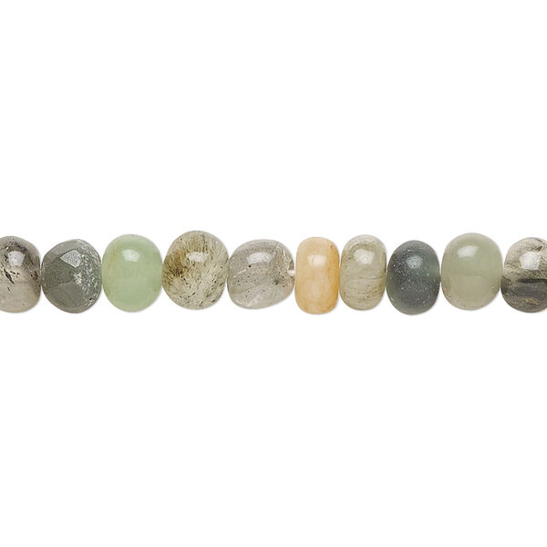 Bead, multi-gemstone (natural/dyed/heated), 6x4mm-7x5mm hand-cut rondelle, C- grade, Mohs hardness 3-7. Sold per 14-inch strand, approximately 75 beads. image number 0