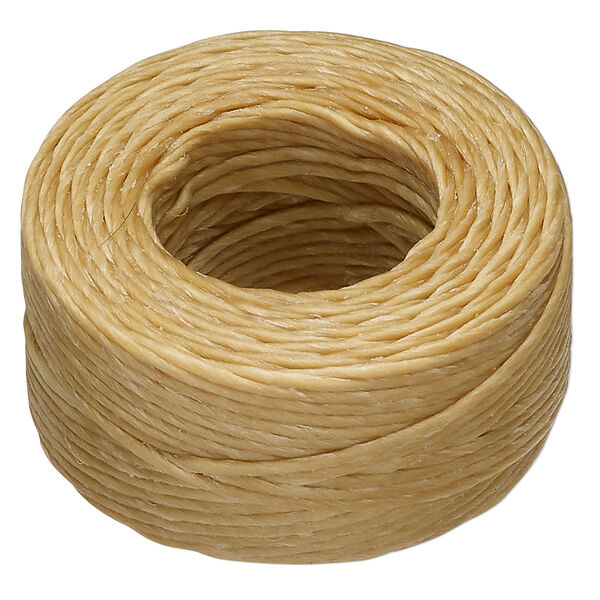 Thread, Hemptique®, polyester, pkg/25 yards, natural, 1mm smooth. image number 0