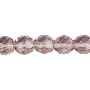 Bead, Czech fire-polished glass, transparent lavender, 10mm faceted round. Sold per 15-1/2" to 16" strand, approximately 40 beads.