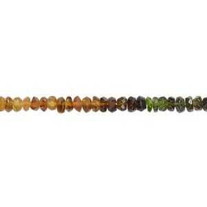 Amber-green tourmaline 1pkg1, hand-cut faceted rondelle bead natural 14 inch 3x1mm-4x3mm