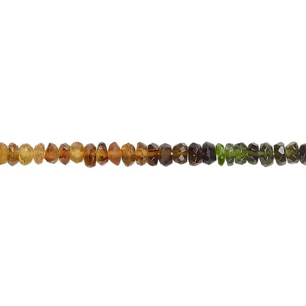 Amber-green tourmaline 1pkg1, hand-cut faceted rondelle bead natural 14 inch 3x1mm-4x3mm image number 0