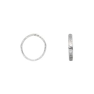 Loop Lock™, sterling silver, 12mm hammered round. Sold per pkg of 2.