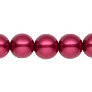 Pearl 1pk red, Celestial Crystal® 12mm round 15.5-16 inch
