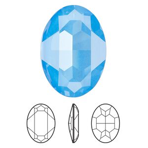 Fancy stone 1pk crystal electric blue ignite LacquerPRO, Crystal Passions® 30x22mm oval 4127