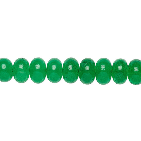 Bead, green quartz (dyed), 6x4mm-8x5mm graduated hand-cut rondelle, B grade, Mohs hardness 7. Sold per 15-1/2" to 16" strand. image number 0