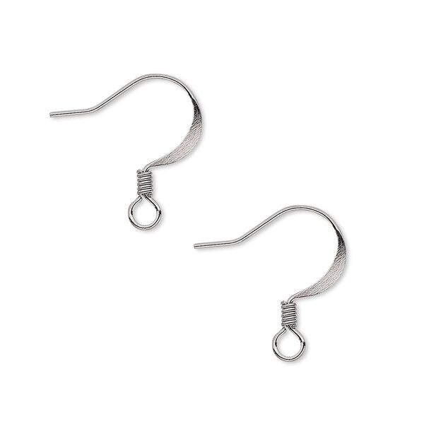 Ear wire fishhook 1pkg500 gunmetal-plated, 17mm flat / 2.5mm coil / open loop, 22 gauge brass 250 pair image number 0