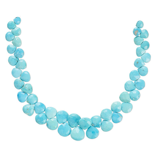 Bead, sleeping beauty turquoise (stabilized), 6-11mm graduated hand-cut faceted teardrop, B grade, Mohs hardness 5-6. Sold per 8-inch strand, approximately 45 beads. image number 0