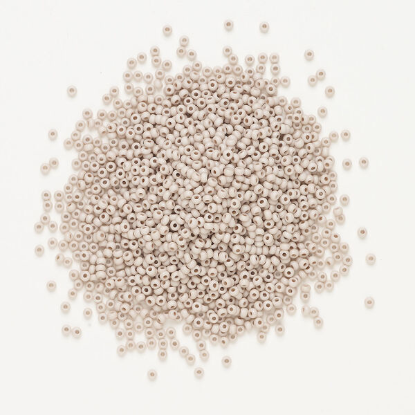 Seed bead, Preciosa Ornela Czech glass, 1pkg500g, 2.8-3.2mm rocaille, opaque matte terra dyed taupe rose chalkwhite (06473) image number 1