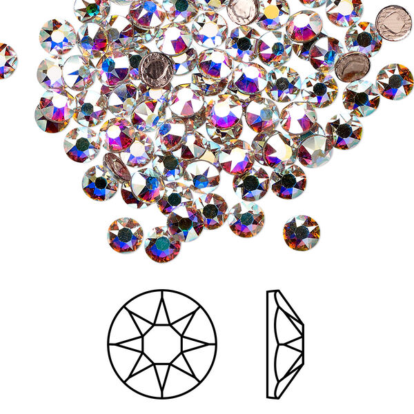 Flat back 144pk crystal AB foil back, Crystal Passions® hotfix rhinestone 3.8-4mm rose round SS16 2078HF image number 0