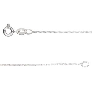 Chain, Gossamer™, sterling silver, pkg/14 inches with springring clasp, 0.65mm twisted cable.