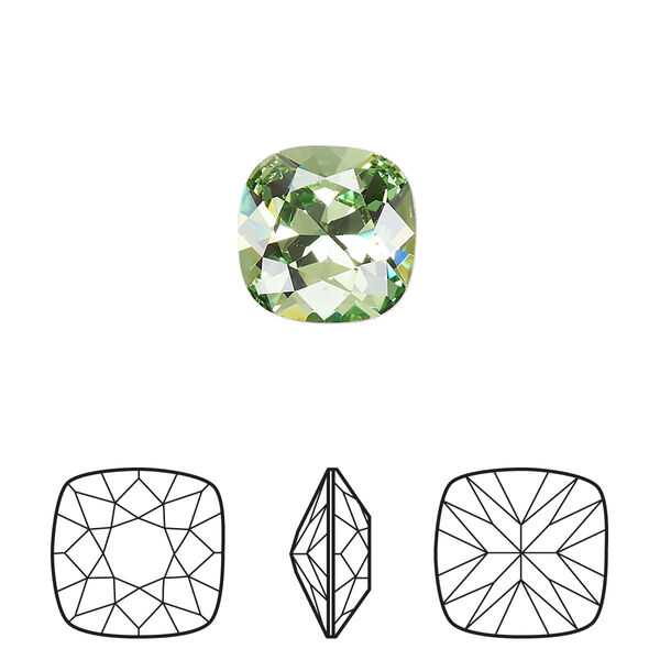 Fancy stone 72pk peridot foil back, Swarovski® ReCreated™ 12mm cushion 4470 image number 0