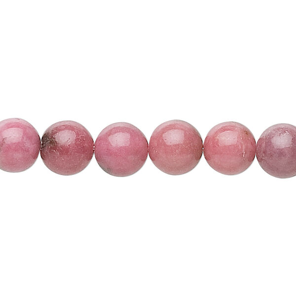 Bead, rhodonite (natural), 8mm round, B grade, Mohs hardness 5-1/2 to 6-1/2. Sold per 15-1/2 to 16-inch strand. image number 0