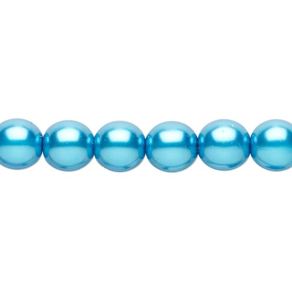 Bead, Czech pearl-coated glass druk, turquoise blue, 8mm round. Sold per 15-1/2" to 16" strand. image number 0