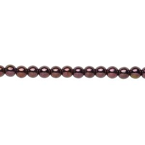 Bead, Czech glass druk, opaque purple luster, 4mm round. Sold per 15-1/2" to 16" strand.