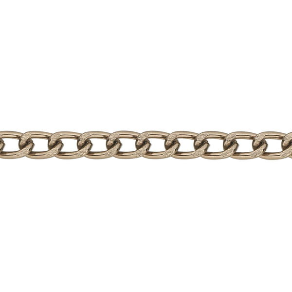Chain, anodized aluminum, bronze, 4mm curb. Sold per pkg of 25 feet. image number 0