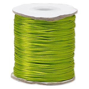 Cord, Satinique™, satin, lime green, 1mm mini. Sold per 200-foot spool.