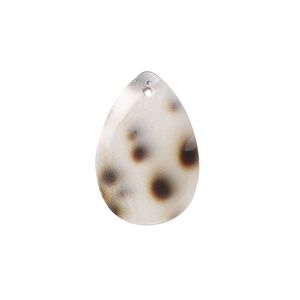 Drop, tiger cowrie shell (natural), 22x16mm teardrop, Mohs hardness 3-1/2. Sold per pkg of 4.