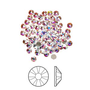 Flat back 1440pk crystal AB foil back, Swarovski® 2.5-2.7mm rose round SS9 2058