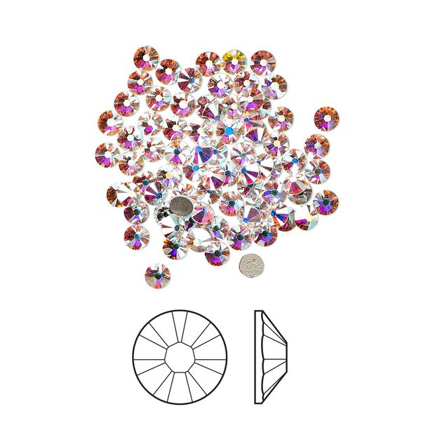Flat back 1440pk crystal AB foil back, Swarovski® 2.5-2.7mm rose round SS9 2058 image number 0