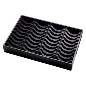 Display tray, bangle, leatherette and velveteen, black, 13-3/4 x 2 x 9-1/2 inches with insert. Sold individually.