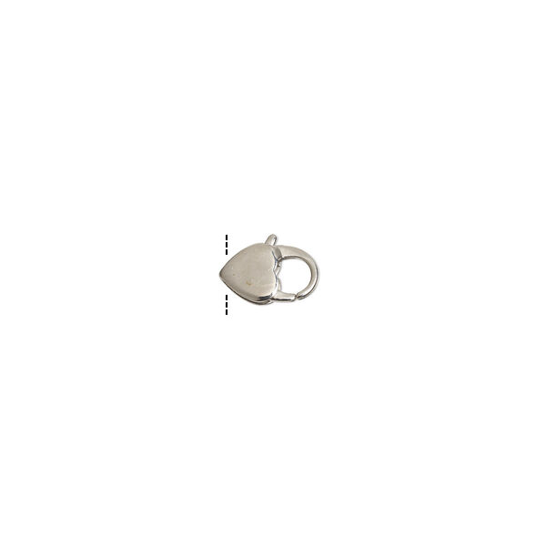 Clasp, lobster claw, stainless steel, 16x10mm heart. Sold individually. image number 0