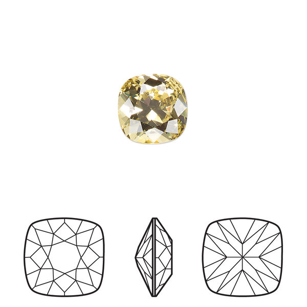 Fancy stone 1pkg144 dark jonquil foil back, Swarovski® ReCreated™ 10mm cushion 4470 image number 0