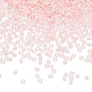 Seed bead, TOHO BEADS®, glass, pkg/50g, #11 round, opaque luster baby pink (TR-11-126).