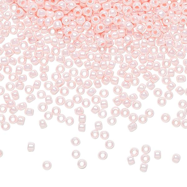 Seed bead, TOHO BEADS®, glass, pkg/50g, #11 round, opaque luster baby pink (TR-11-126). image number 0