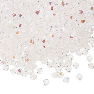 Bead 48pk crystal glitter, Preciosa Czech crystal 3mm bicone