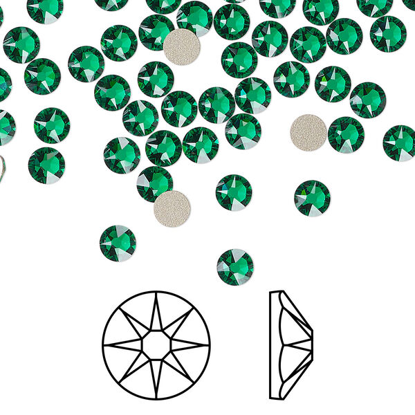 Flat back 144pk majestic green foil back, Crystal Passions® 3.8-4mm rose round SS16 2088 image number 0