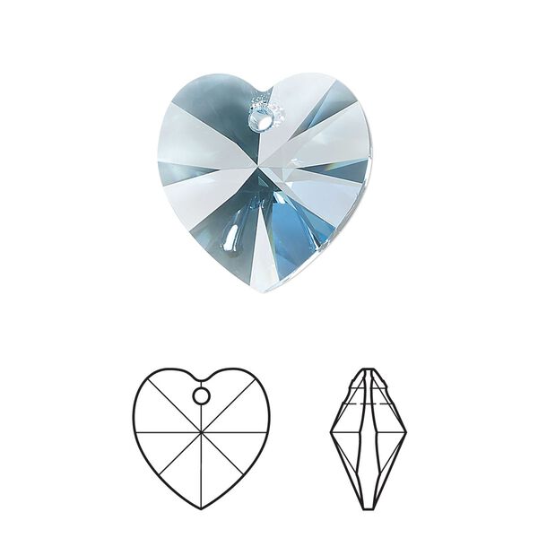 Drop 2pk aquamarine, Crystal Passions® 18mm pendant heart 6228 image number 0