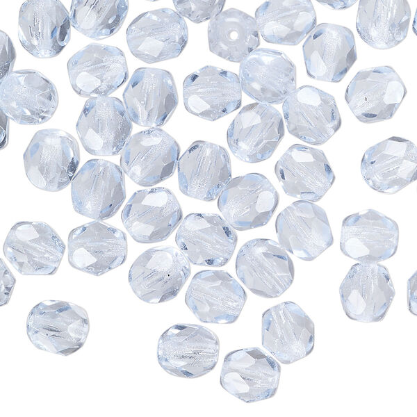 Bead 1pkg1200 Czech fire-polished glass, transparent ice blue, 6mm faceted round image number 0