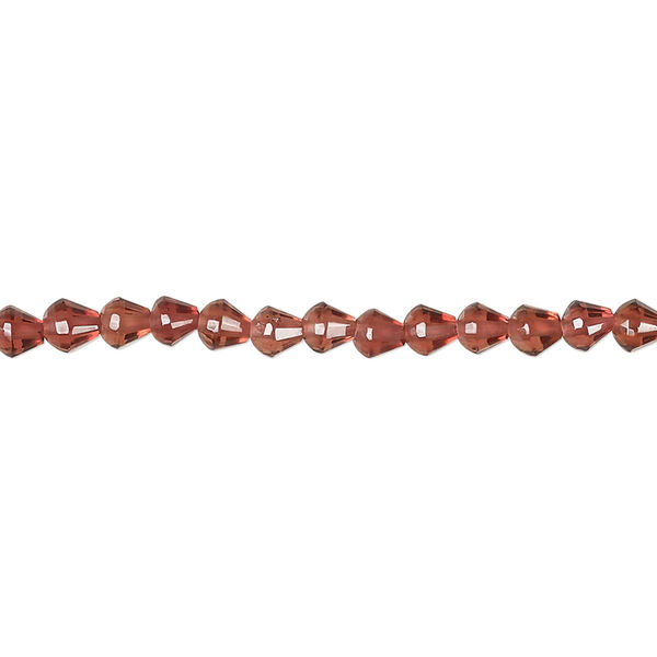 Bead, garnet (natural), 3x2mm-5x3mm hand-cut faceted cone, B+ grade, Mohs hardness 7 to 7-1/2. Sold per 15-inch strand, approximately 100 beads. image number 0