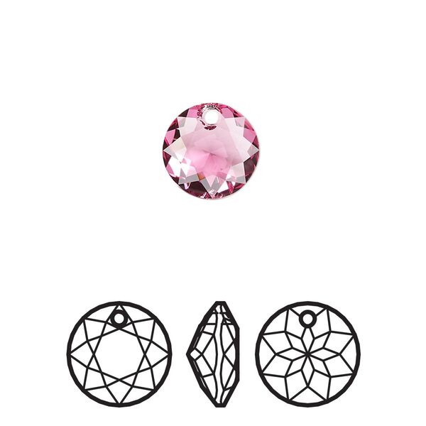Drop 2pk rose, Crystal Passions® 10mm pendant classic cut 6430 image number 0