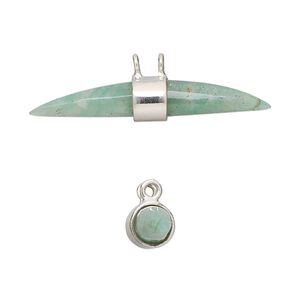 Focal, amazonite (natural) and sterling silver, 33x6mm-36x7mm hand-cut double point with 2 loops, Mohs hardness 6 to 6-1/2. Sold individually.