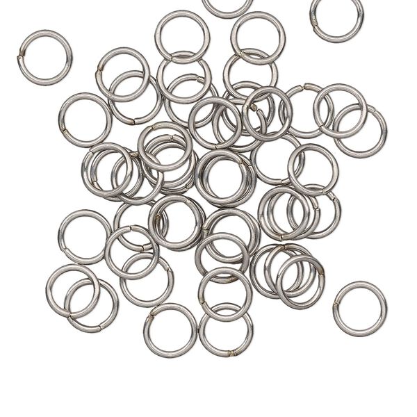 Jump ring, stainless steel, 6mm welded round, 4.4mm inside diameter, 20 gauge. Sold per pkg of 50. image number 0