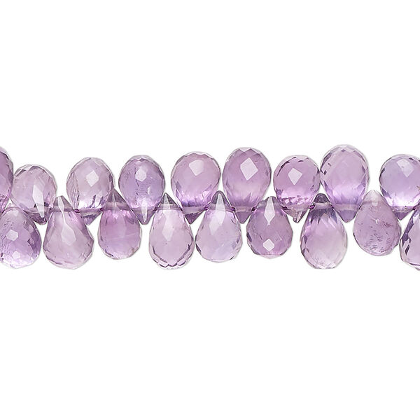 Amethyst 1pkg1, hand-cut top-drilled faceted teardrop bead natural B grade, 8 inch 7x5mm-10x6mm image number 0