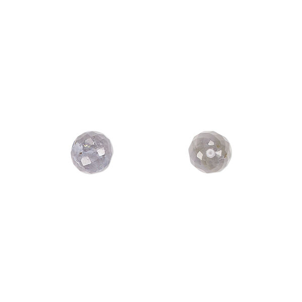 Iolite 1pkg2, hand-cut half-drilled faceted round bead natural C grade, 6mm image number 0