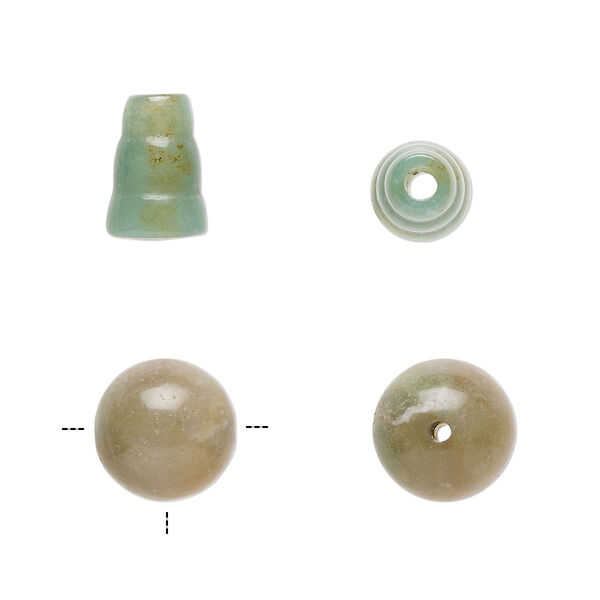Bead, fancy jasper (natural), 9x7mm cone and 10mm T-drilled round, B grade, Mohs hardness 6-1/2 to 7. Sold per pkg of (2) 2-piece sets. image number 0